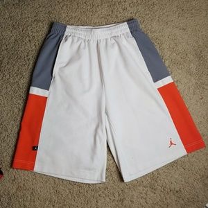 Jordan white grey and orange basketball shorts